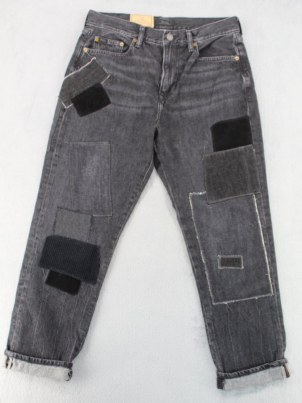 Polo Ralph Lauren Avery Boyfriend Patchwork Jeans 27 Black NWT